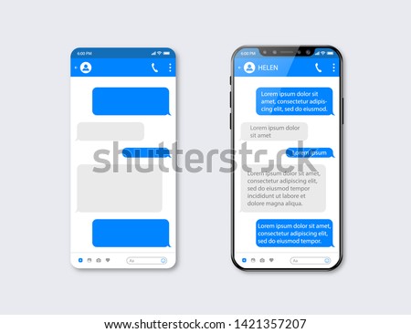 Mobile ui kit messenger. Chat app template. Social network concept. Mock up Royalty-Free Stock Photo #1421357207