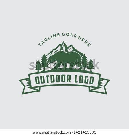 vintage mountain bear logo inspiration - vector