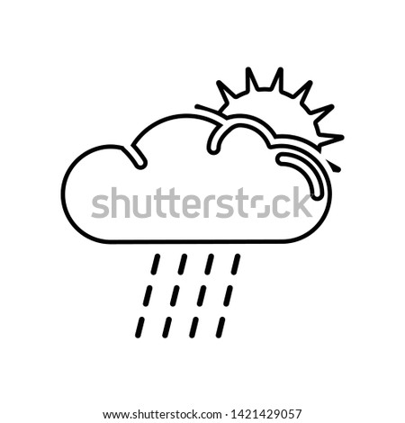 sun behind the cloud with rain icon. Element of Whether for mobile concept and web apps icon. Outline, thin line icon for website design and development, app development