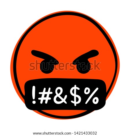 Swearing emoji. Angry-red face with a black bar covering its mouth Royalty-Free Stock Photo #1421433032