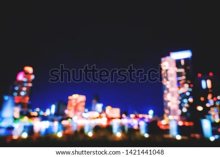 Night bokeh light in big city, Abstract blur bokeh city night lights defocused background