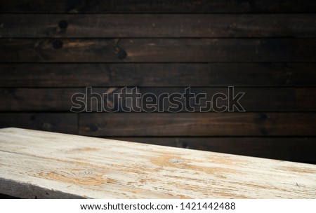 Old wood plank with abstract old brick wall background for product display