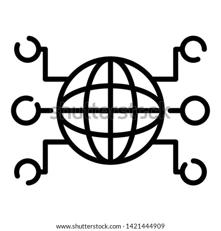 Globe and remote sites icon. Outline globe and remote sites vector icon for web design isolated on white background