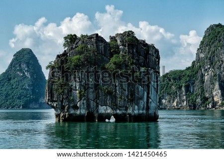 Karst landscape by halong bay in Vietnam.
