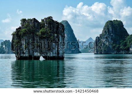 Karst landscape by halong bay in Vietnam.