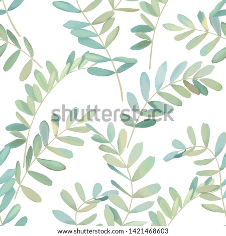 Seamless pattern with eucalyptus branches . Vector illustration