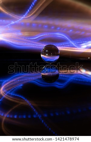 Christmas lights on a long exposure with reflection on a table