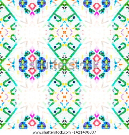 Ethnic pattern bright. Mexican seamless print. Aztec tribal texture. Ornate endless background. White, blue, red, green, purple ethnic pattern bright.