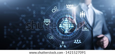 Outsourcing Global Recruitment Business and internet concept. Royalty-Free Stock Photo #1421527091