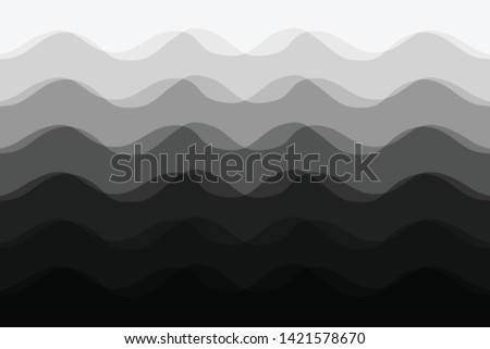 Gray and black color waves overlay background, Abstract black waves