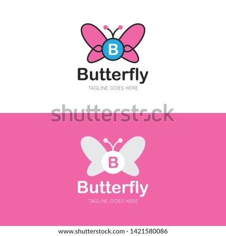 initial letter b butterfly logo and icon vector illustration design template