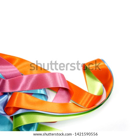 Colored ribbon on a white background. Rainbow 