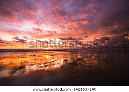 Purple sunset in Bali Indonesia