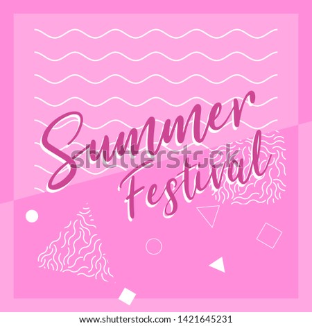 Summer Festival Memphis Pattern Geometric Banner Concept Background