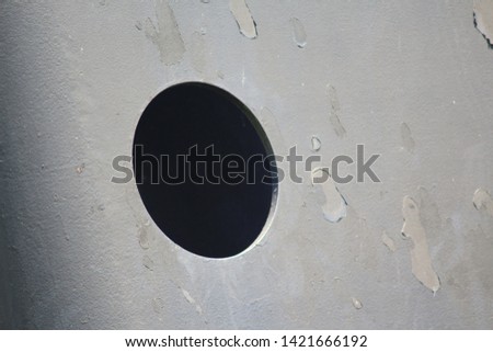 Abstract black circle hole on gray background