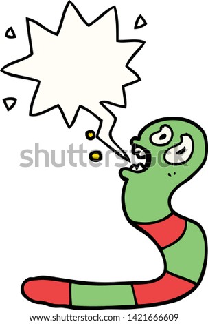 cartoon frightened worm with speech bubble