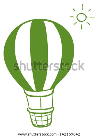 Illustration of a hot air balloon and a sun  on a white background