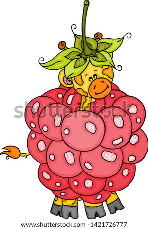Friendly giraffe inside of raspberry