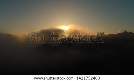 Malibu Santa Monica Mountains Sunset Misty Covered, California
