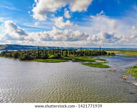 View of steppe and upper river Don in Russia. Beautiful summer landscape Royalty-Free Stock Photo #1421771939