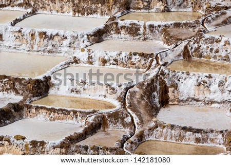 Peru, Salinas de Maras, Pre Inca traditional salt mine (salinas).