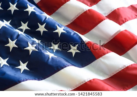 Close up ruffled American flag