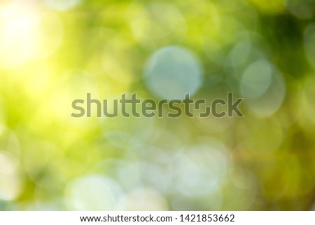 Green bokeh on defocus in the nature for art abstract ,blurred background or texture