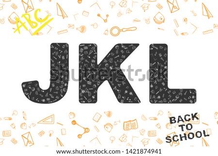 Back to School. Original font, with icons on the theme for education.