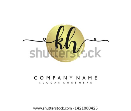 initials letter KH handwriting logo vector template