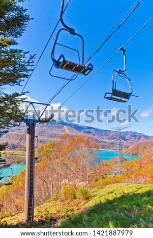 Chairlift or cable car in the Mt. Naeba of Echigo Yuzawa, Niigata, Japan