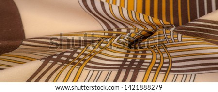 Texture, background, pattern, silk fabric of brown color, geometric lines, pattern from tribal straight lines of different shades, geometric pattern, set for your projects, brown and white