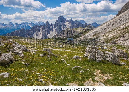 Panoramic view of Mountain retreat in the italian dolomites