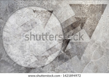 Break through background concept, Think out of the box concept, grunge wall cement surface texture with scratches and cracks background with arrow going out of the circle with empty space for copy