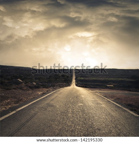 long deserted road in Malta Royalty-Free Stock Photo #142195330