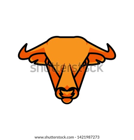 Angry Yellow Bull or Taurus Head Logo Mascot. Isolated on white. Bufallo with horn suitable for sport logo. Vector Illustration