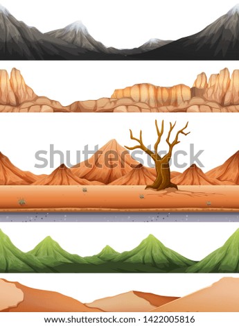 Set of desert scene illustration