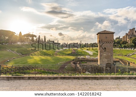 Circus Maximus in rome at sunset Royalty-Free Stock Photo #1422018242
