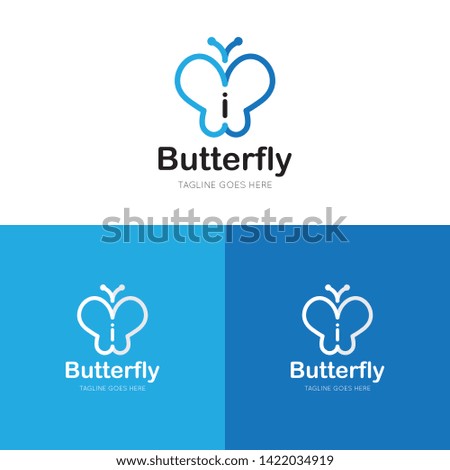 initial letter i butterfly logo and icon vector illustration design template