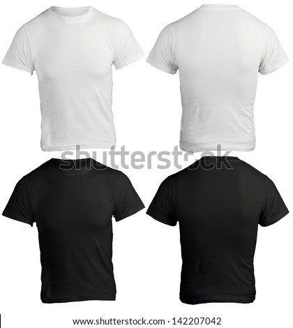 male shirt template, black and white, front and back design