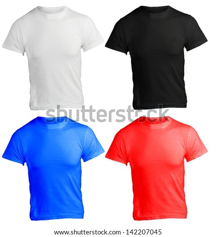 male shirt template, black, white, red, blue, front design