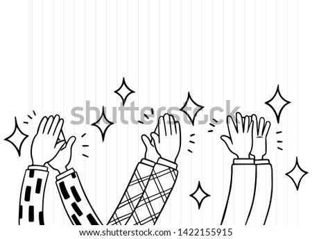 Human hands clapping ovation. hand drawn doodle style