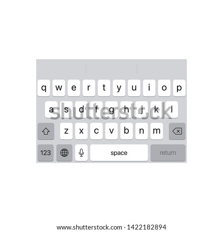 Smartphone keyboard. Light alphabet buttons. Keypad symbol modern simple vector icon Royalty-Free Stock Photo #1422182894