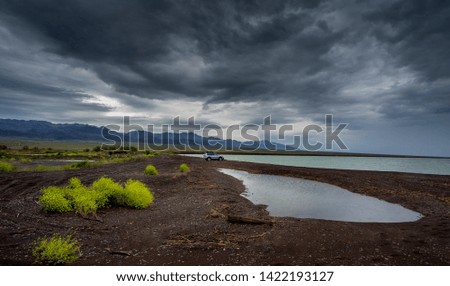 dramatic landscape on the lake