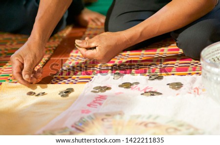 Thai traditional ceremony-wedding,Bride and groom's hands with wedding rings,Thai traditional ceremony-wedding, 