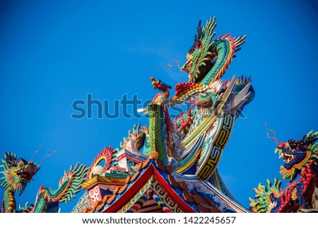 Beautiful dragon on the roof of the Chinese temple.