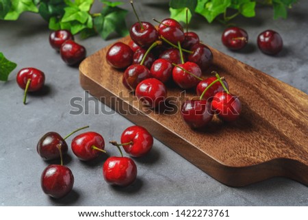 Bing cherries, Fresh sweet cherries Royalty-Free Stock Photo #1422273761
