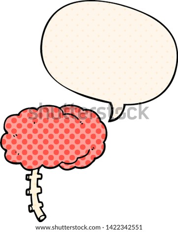 cartoon brain with speech bubble in comic book style