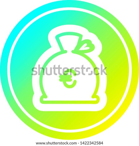 money sack circular icon with cool gradient finish