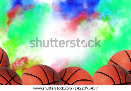 Basketballs on Smoke background technology