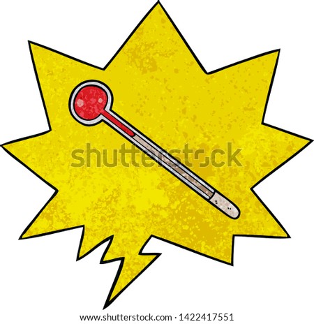 cartoom thermometer with speech bubble in retro texture style